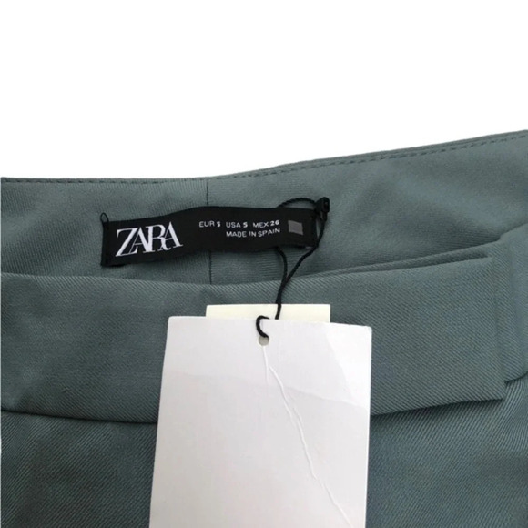 Zara Stretch High Rise Straight Leg Trouser Pants Gray Small - Picture 8 of 14